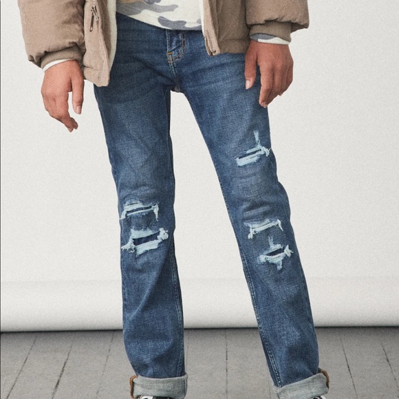 Abercrombie Boys straight jeans, DARK RIPPED WASH straight jeans Size 13/14 - Picture 15 of 15